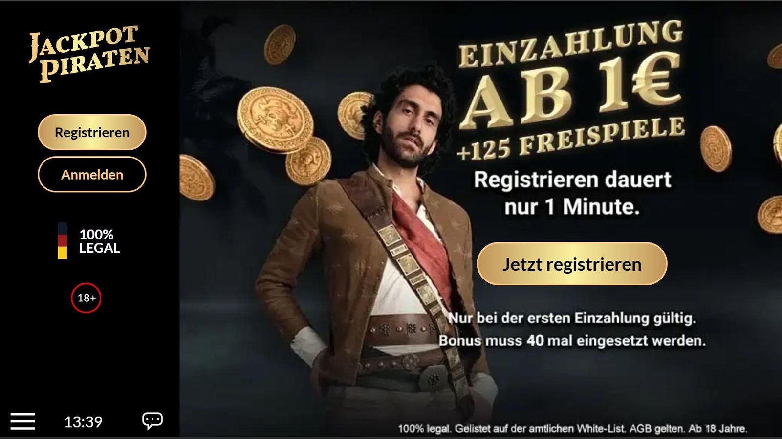 JackpotPiraten – Casino-Lobby (Screenshot)