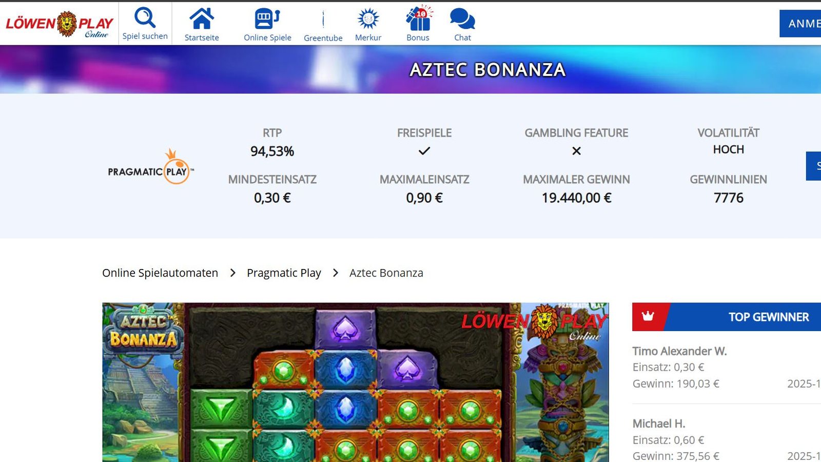 Löwen Play – Virtuelle Automatenspiele (Screenshot)