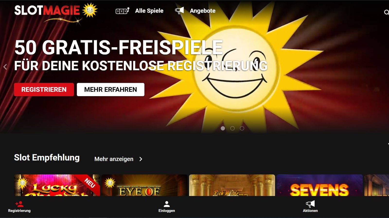 SlotMagie – Casino-Lobby (Screenshot)